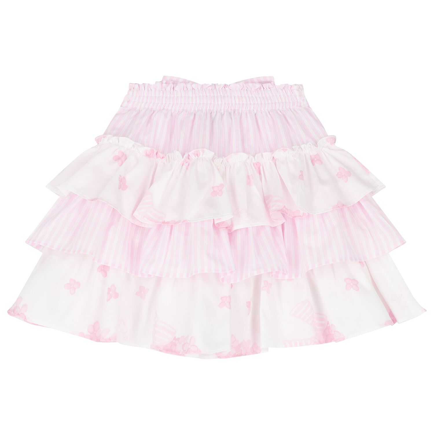 Girls White & Pink Cotton Skirt Set, 1, hi-res image number null