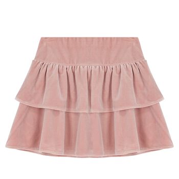 Girls Pink Velvet Skirt