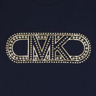 توب بنات بأكمام بالشعار باللون الكحلى, 1, hi-res