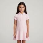 فستان بولو وردي للبنات مزين بشعار, 1, hi-res