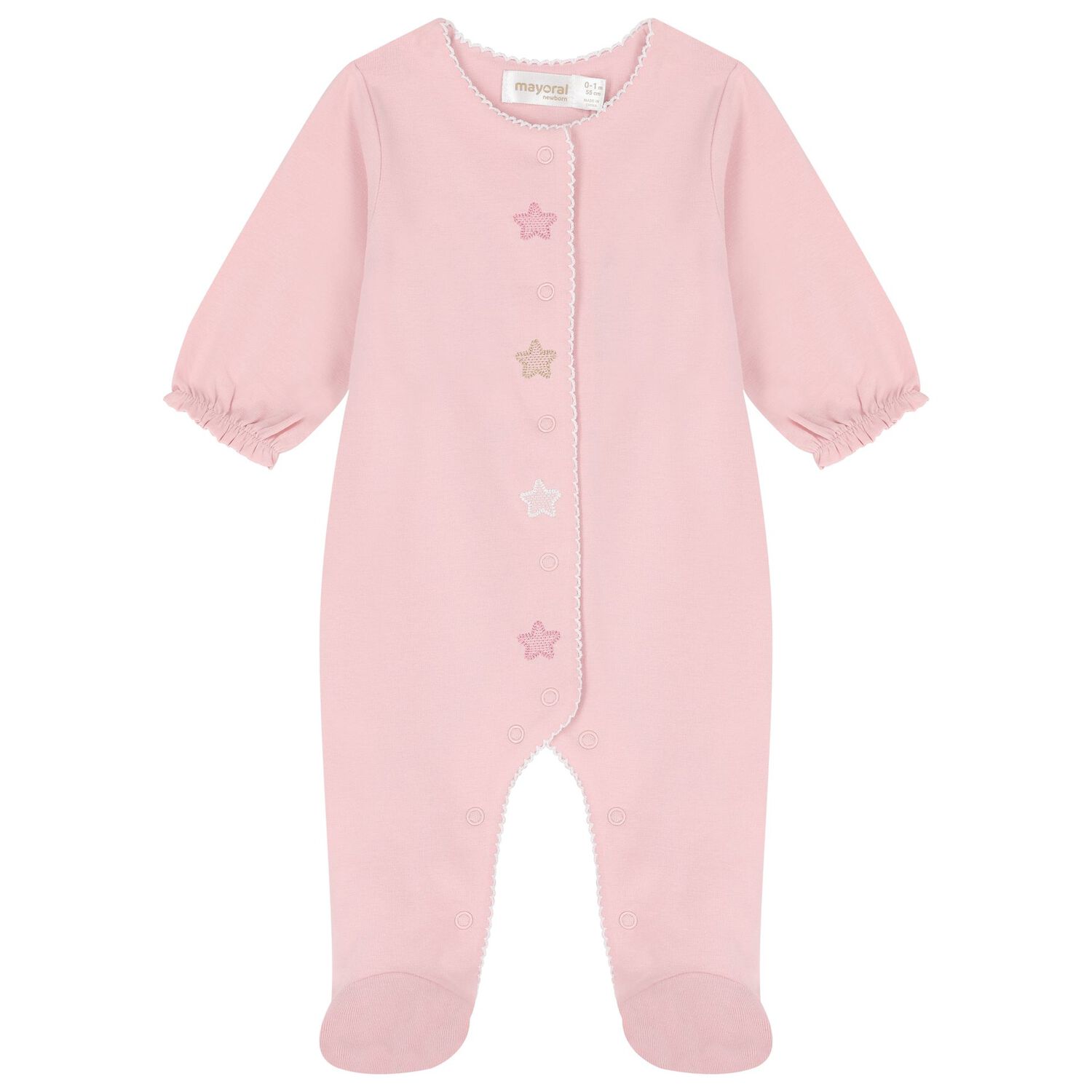 Baby Girls White & Pink Babygrows ( 2-Pack ), 1, hi-res