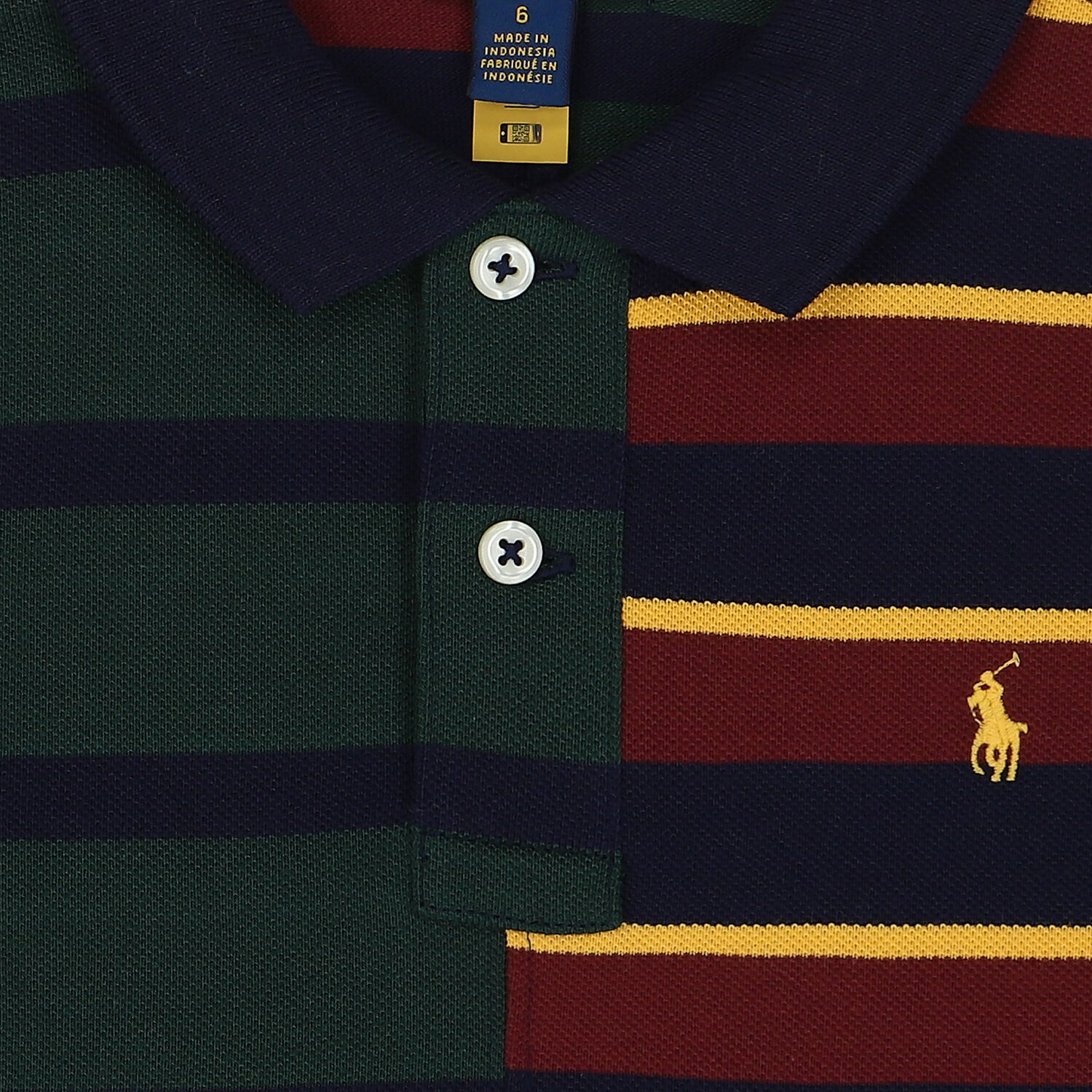 تيشيرت بولو بالشعار مخطط ومتعدد الألوان للاولاد, 1, hi-res image number null