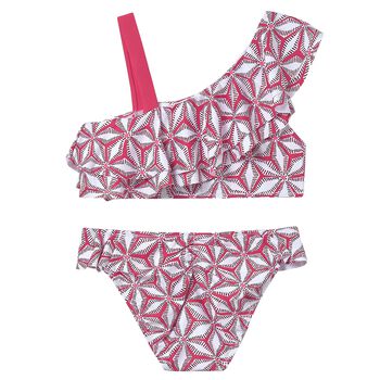 Girls Pink Floral Pattern Bikini