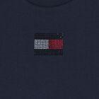 تي شيرت بناتي أزرق داكن مزين بشعار, 1, hi-res