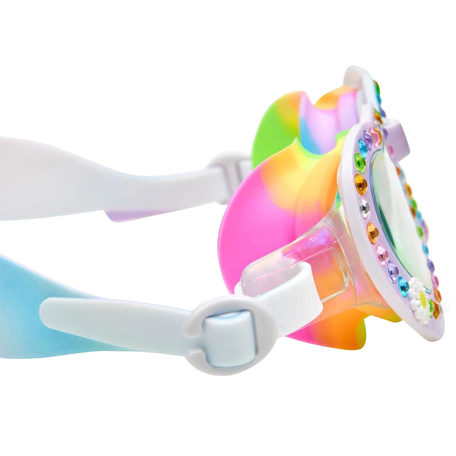 Girls Multi-Coloured Heart Rhinestone Swimming Goggles, 1, hi-res