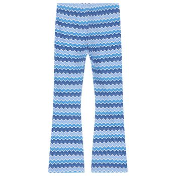 Girls White & Blue Zigzag Leggings Set