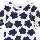 افرول أطفال مزين بزهور بوكي باللون الأبيض والكحلي ( من قطعتين), 1, hi-res