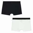 Boys White & Navy Boxer Shorts (2-Pack), 1, hi-res