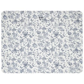 Ivory & Navy Blue Toile De Jouy Baby Blanket