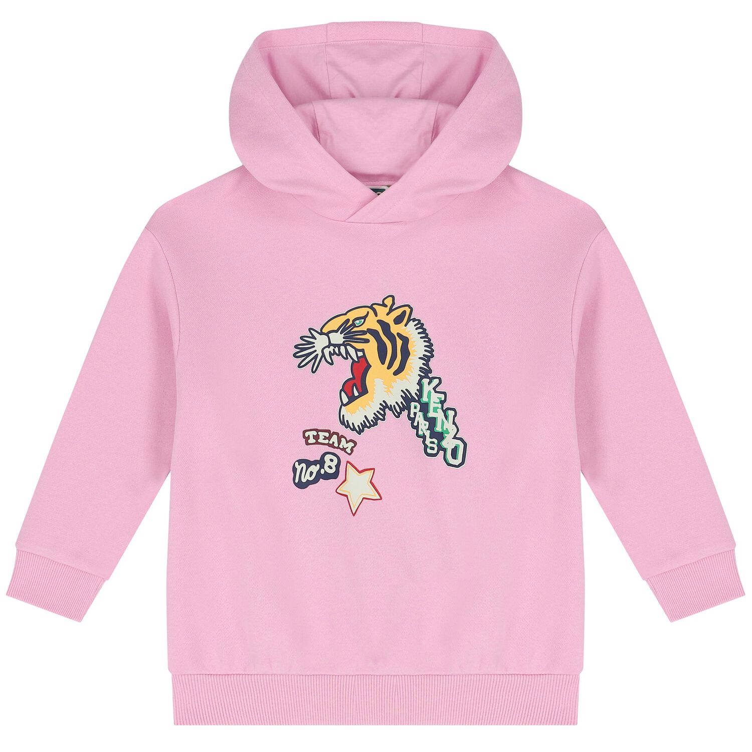 Girls Pink Varsity Tiger Hooded Top, 1, hi-res