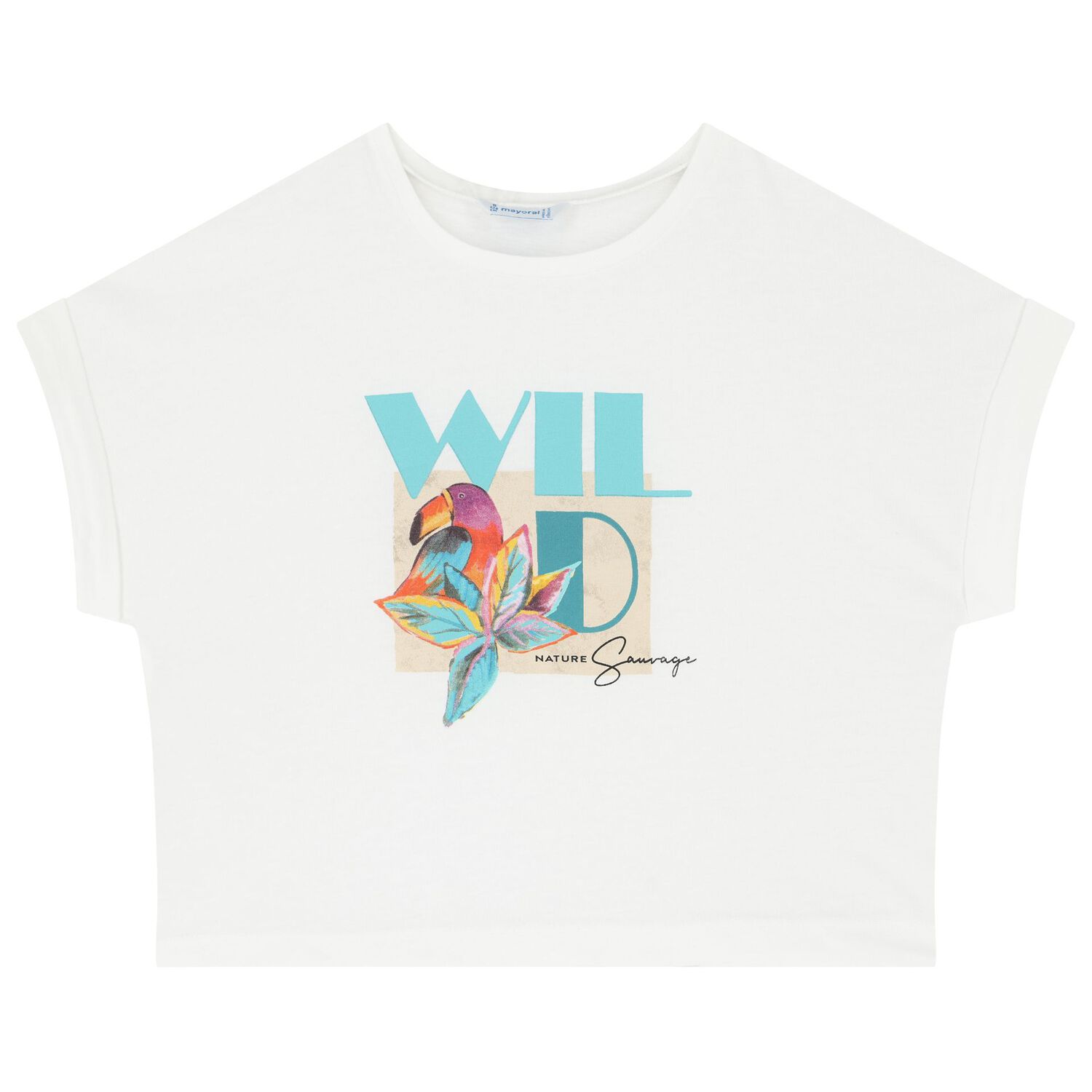 طقم شورت بنات بطبعة طائر باللون الأبيض , 2, hi-res image number null