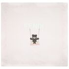 Baby Girls White & Pink Teddy Bear Logo Padded Blanket, 1, hi-res