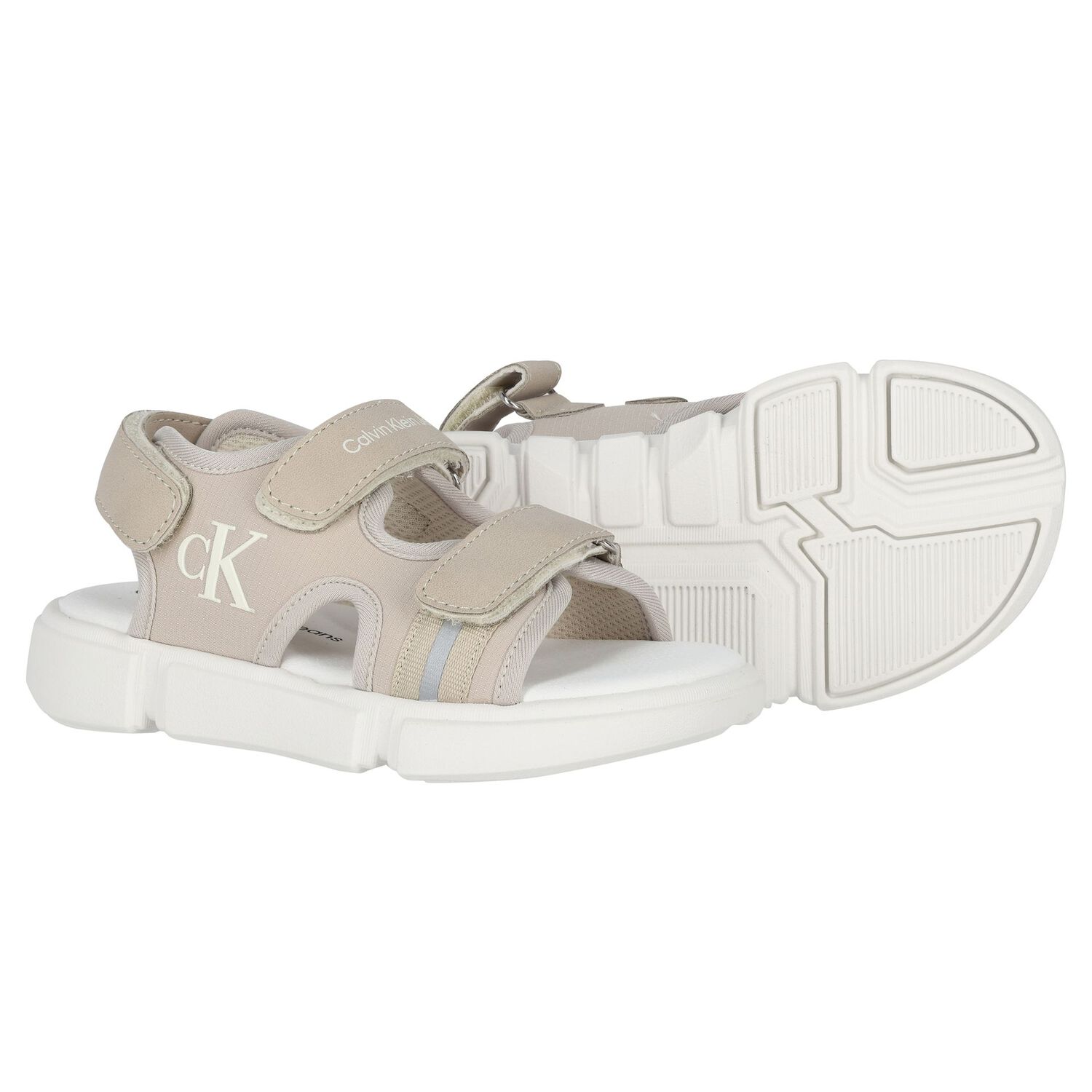 Beige & White Logo Sandals, 1, hi-res image number null