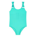 طقم سباحة بفيونكة باللون الاخضر والابيض للبنات, 1, hi-res