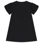 فستان بناتي أسود بشعار حقيبة, 1, hi-res