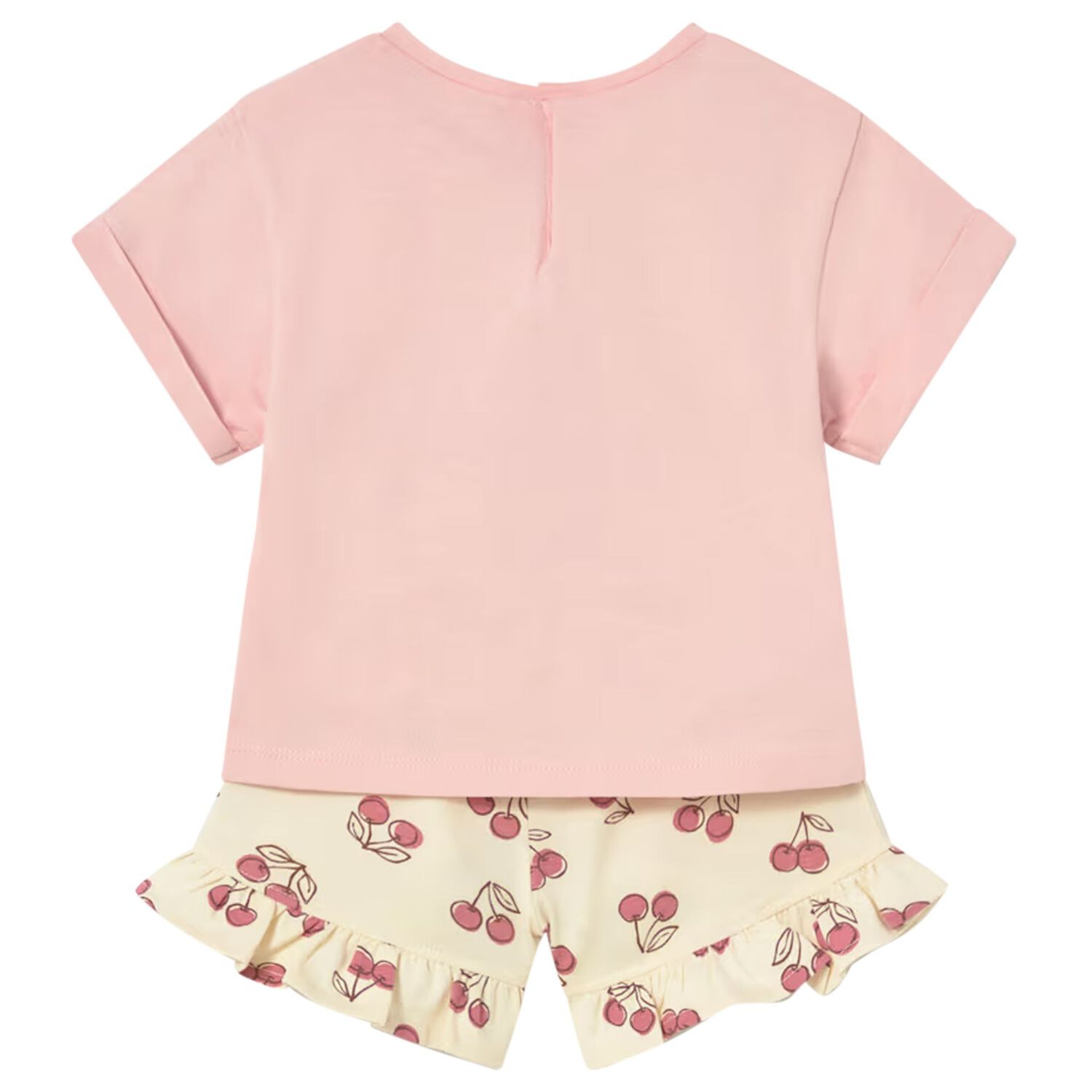 طقم شورت وردي وأصفر للبنات الصغيرات, 1, hi-res