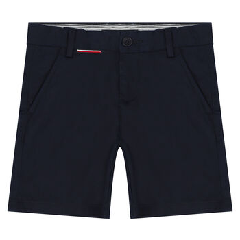 Boys Navy Blue Logo Chino Shorts