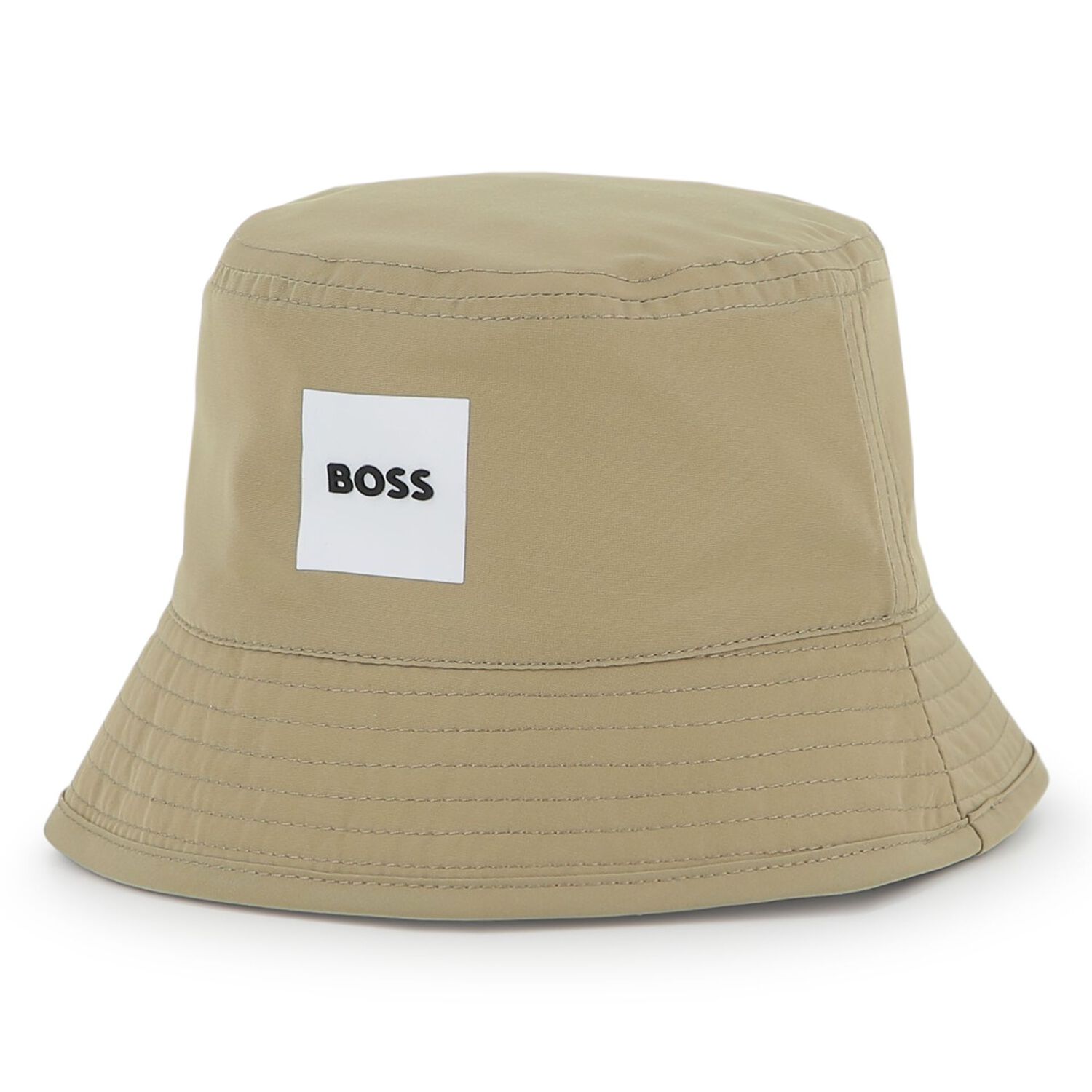Baby Boys Beige & White Reversible Logo Hat , 2, hi-res