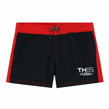 Girls Navy & Red Logo Swim Shorts