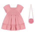 Younger Girls Pink Dress & Handbag, 1, hi-res