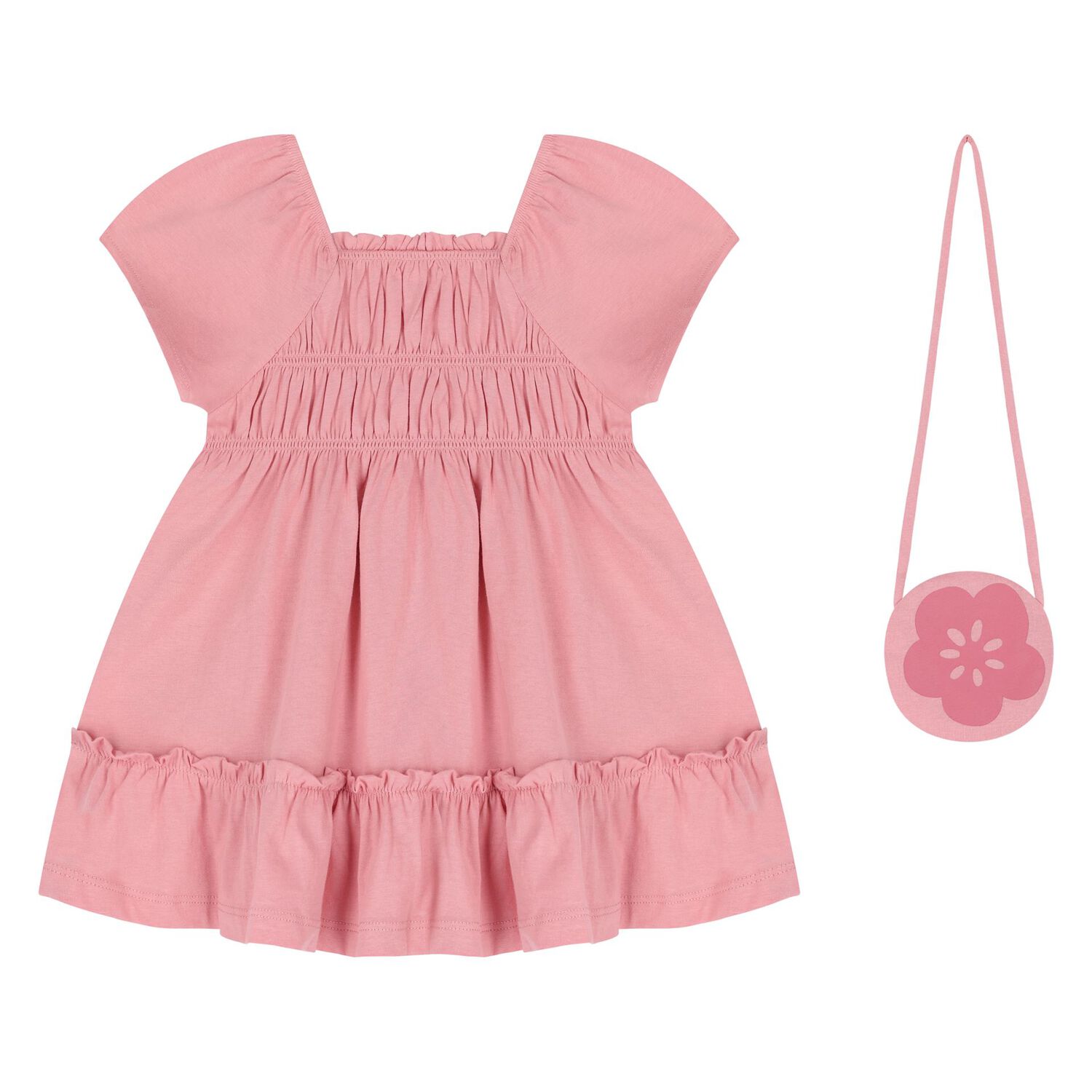 Younger Girls Pink Dress & Handbag, 1, hi-res image number null