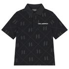 Boys Black Logo Polo Shirt, 1, hi-res