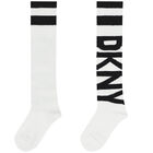 Girls White & Black Logo Socks, 2, hi-res