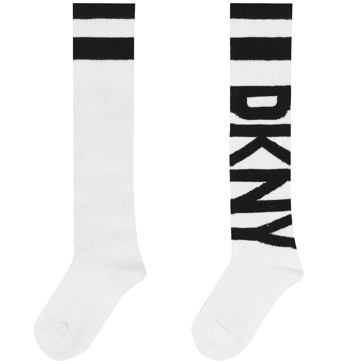 Girls White & Black Logo Socks, 2, hi-res