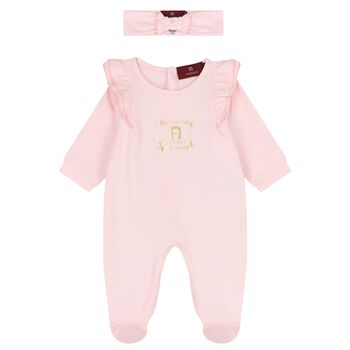 Baby Girls Pink Logo Babygrow Gift Set