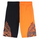 Boys Black & Orange Printed Shorts, 1, hi-res