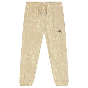 Boys Beige Logo Joggers