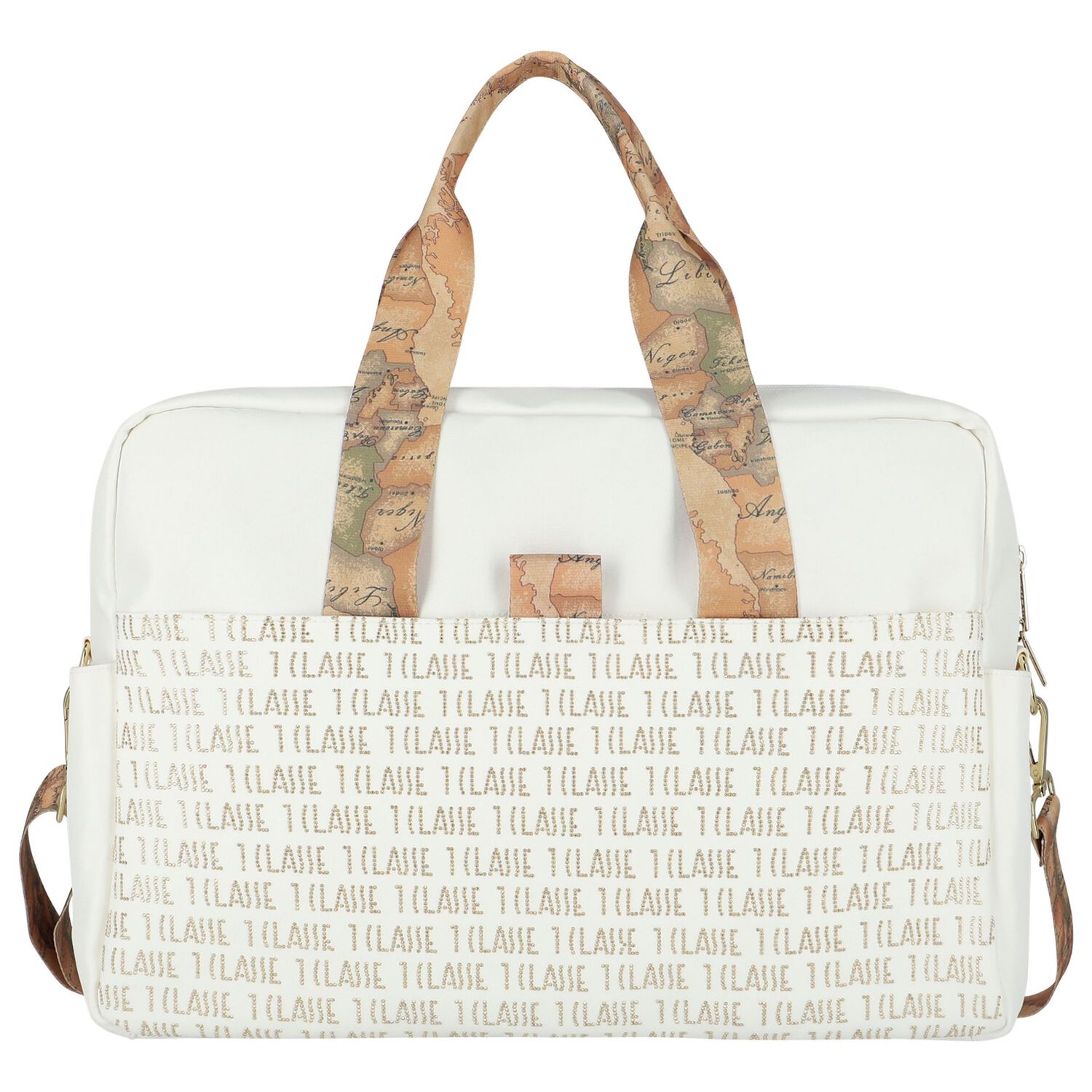 White & Gold Logo Baby Changing Bag, 2, hi-res