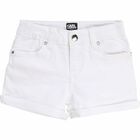 Girls White Cotton Shorts, 1, hi-res