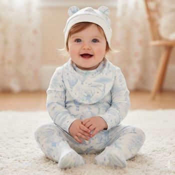 Baby Boys White & Blue Africa Babygrow Gift Set