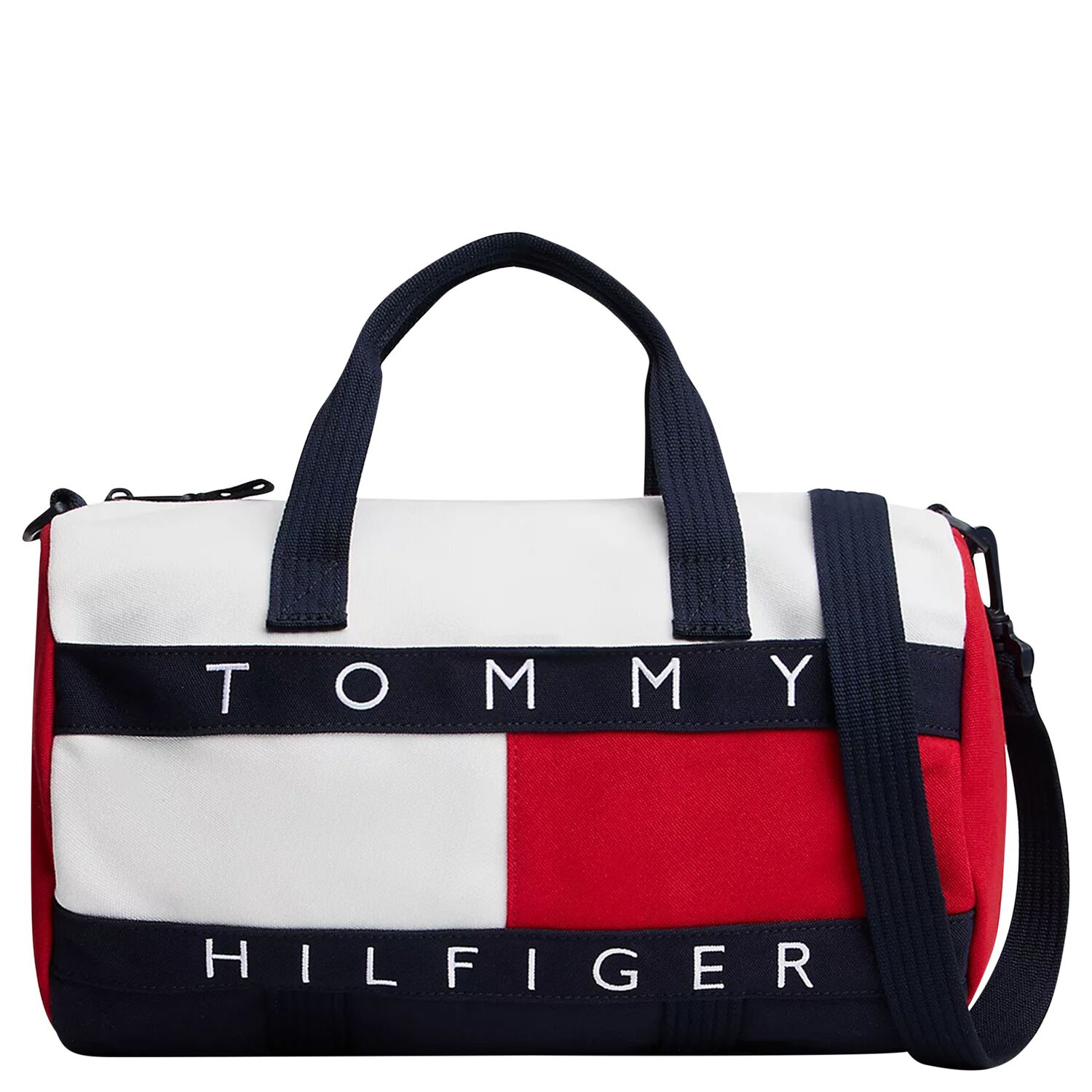 Navy Blue, White & Red Duffel Bag, 1, hi-res