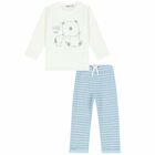Baby Boys Ivory Top & Blue Joggers Set, 1, hi-res