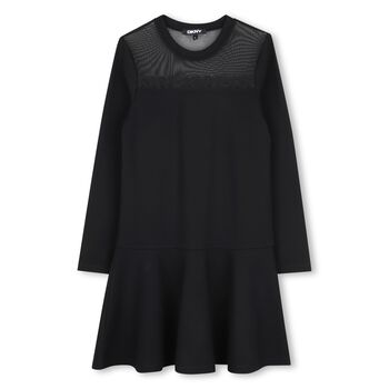 Girls Mini Me Black Logo Dress