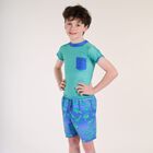Boys Blue Swim Crocodile Shorts, 1, hi-res
