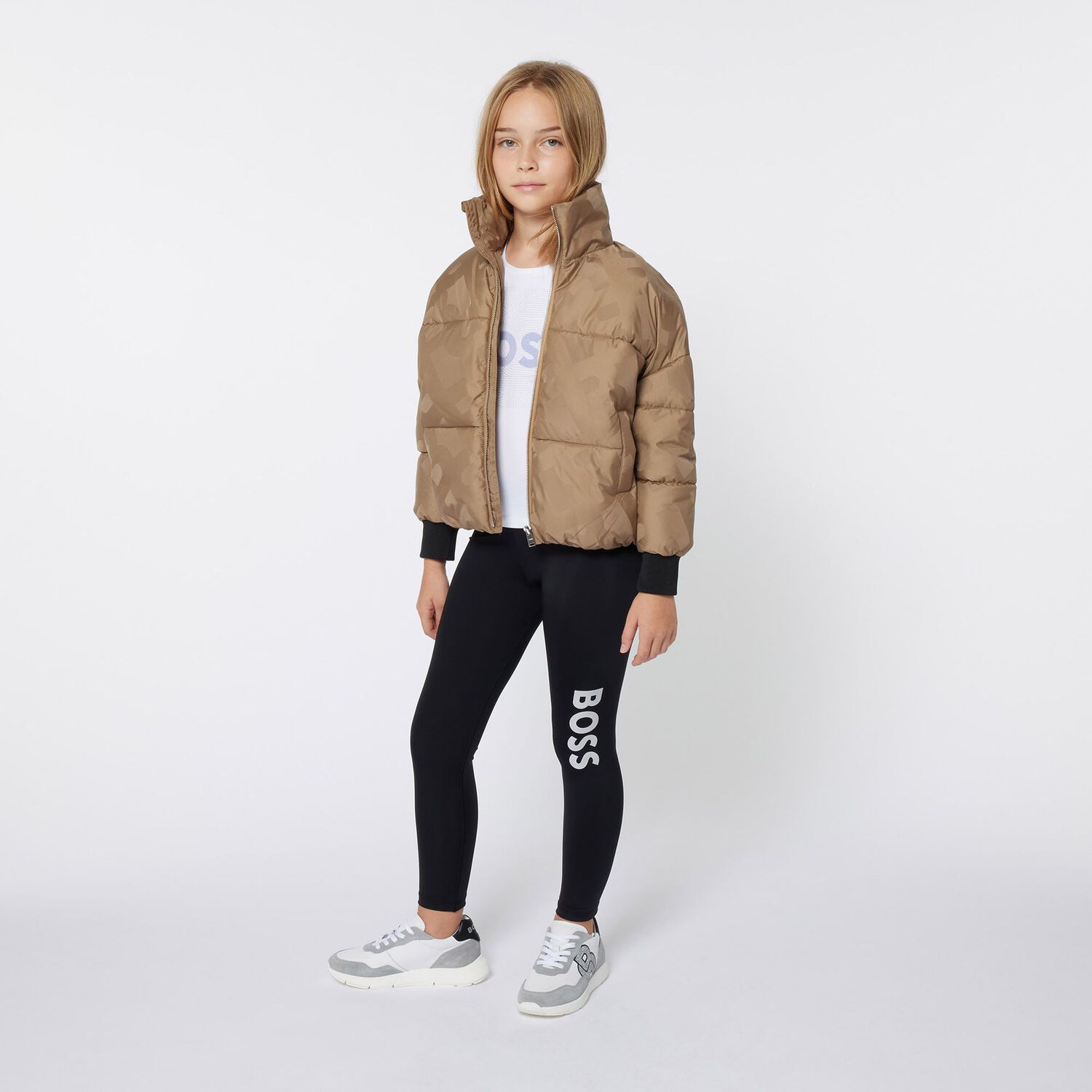 Girls White & Silver Logo Trainers, 1, hi-res image number null