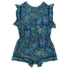 Girls Blue Paisley Playsuit, 1, hi-res