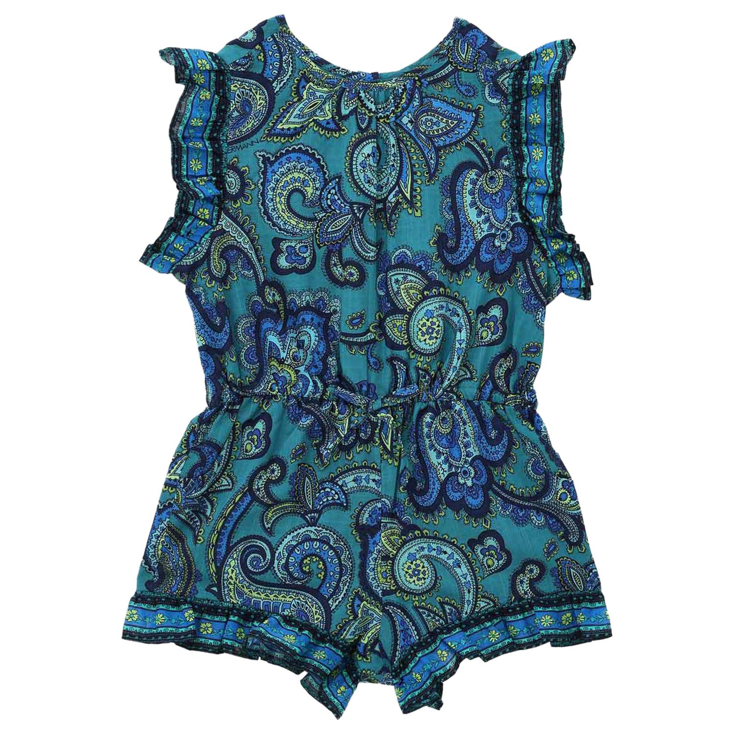 Girls Blue Paisley Playsuit, 1, hi-res