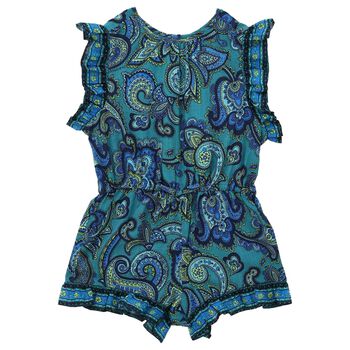 Girls Blue Paisley Playsuit