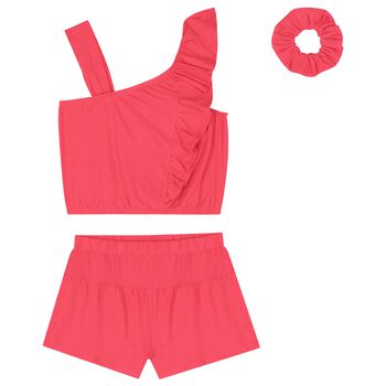 Girls Red Shorts Set