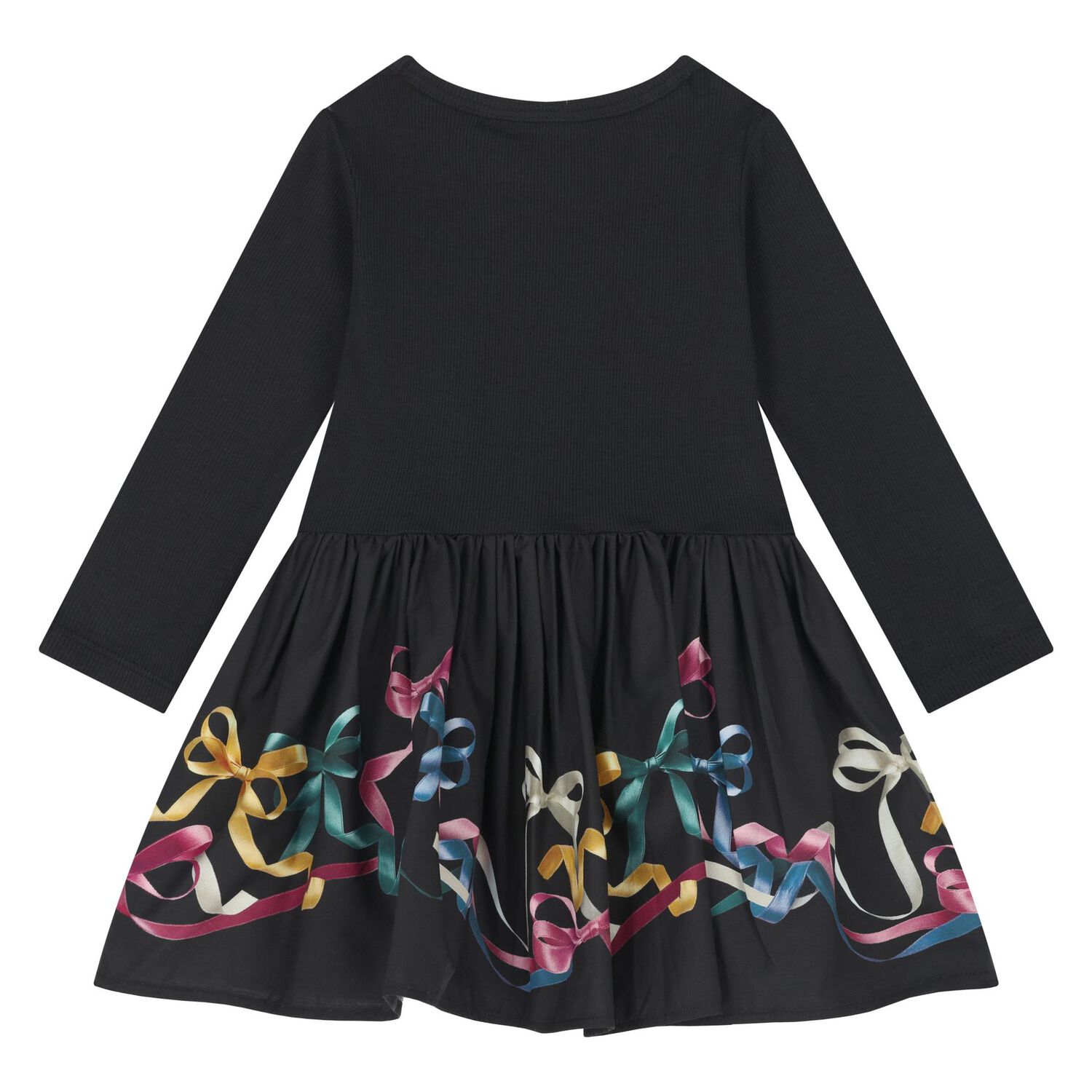 فستان أطفال مع فيونكة باللون الأسود للبنات, 3, hi-res