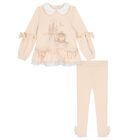 طقم ليجينز بنات بطبعه قلعه باللون البيج , 1, hi-res