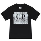 تيشيرت أولاد بالشعار باللون الأسود, 1, hi-res