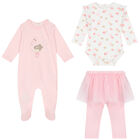 Girls Pink Ballerina Babygrow & Set (3 Piece), 1, hi-res