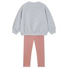 Girls Grey & Pink Bow Leggings Set, 3, hi-res