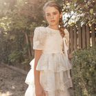 Girls Ivory Floral Dress, 1, hi-res