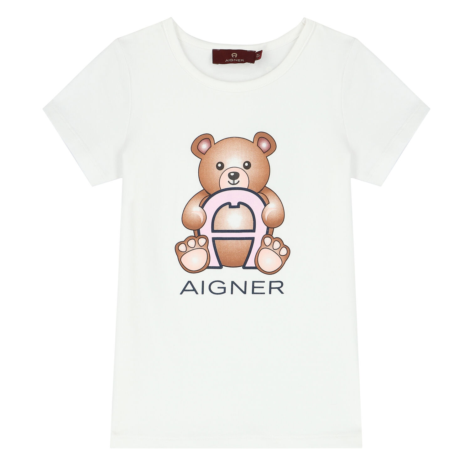 Girls White & Pink Teddy Logo Pjyamas, 1, hi-res